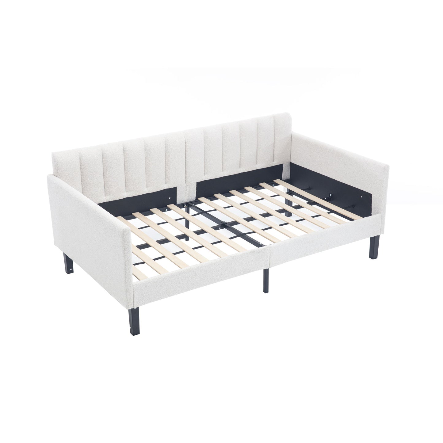 Elena - Boucle Upholstered Daybed, Ribbed Tufted Backrest - The Sleep Loft - Online Mattress Showroom NYC