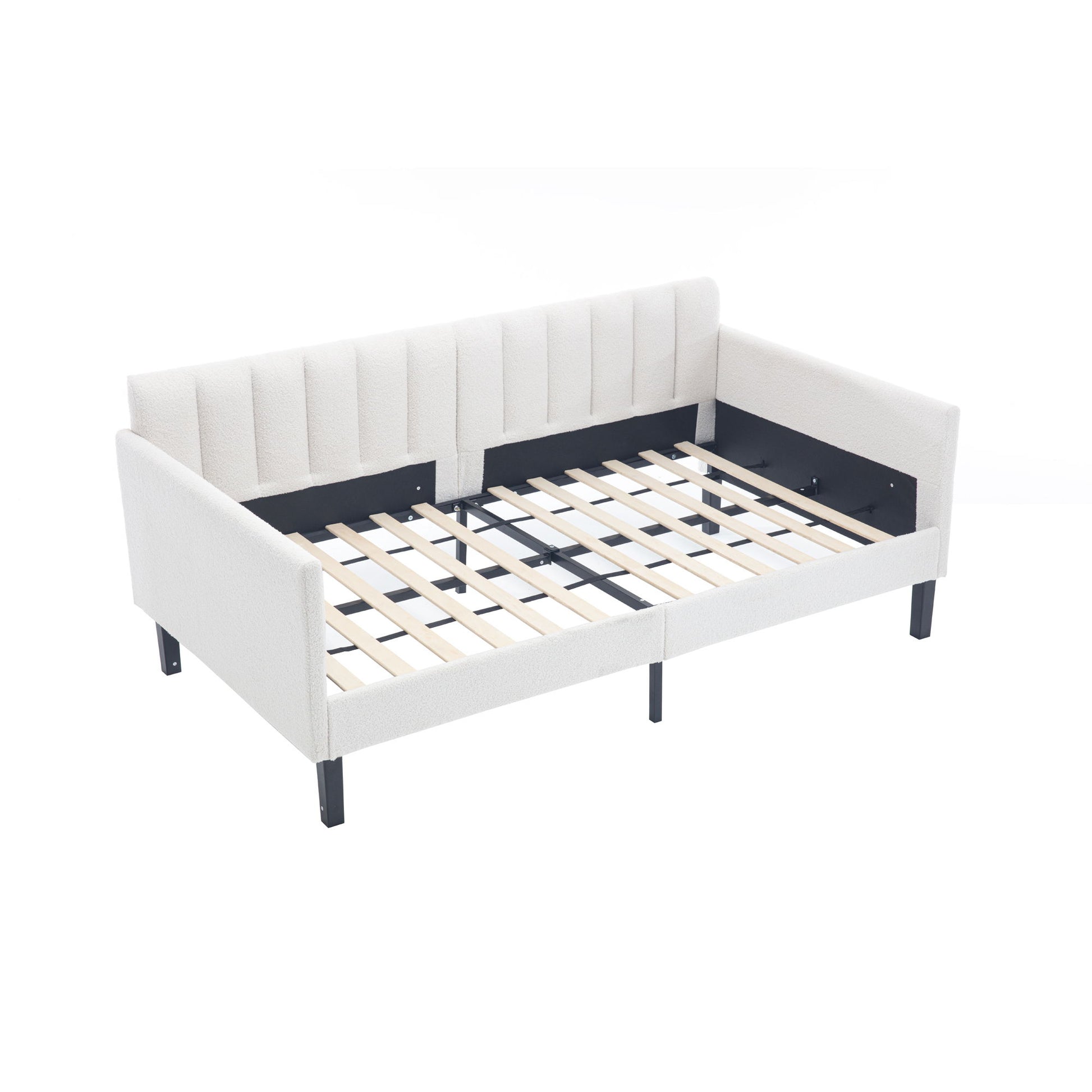 Elena - Boucle Upholstered Daybed, Ribbed Tufted Backrest - The Sleep Loft - Online Mattress Showroom NYC