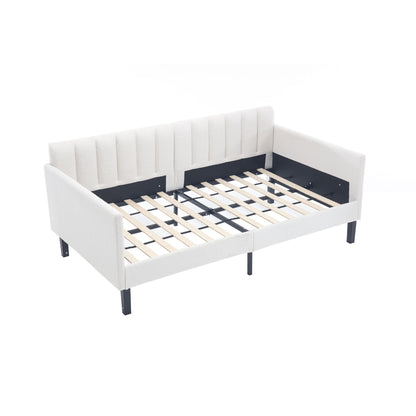 Elena - Boucle Upholstered Daybed, Ribbed Tufted Backrest - The Sleep Loft - Online Mattress Showroom NYC