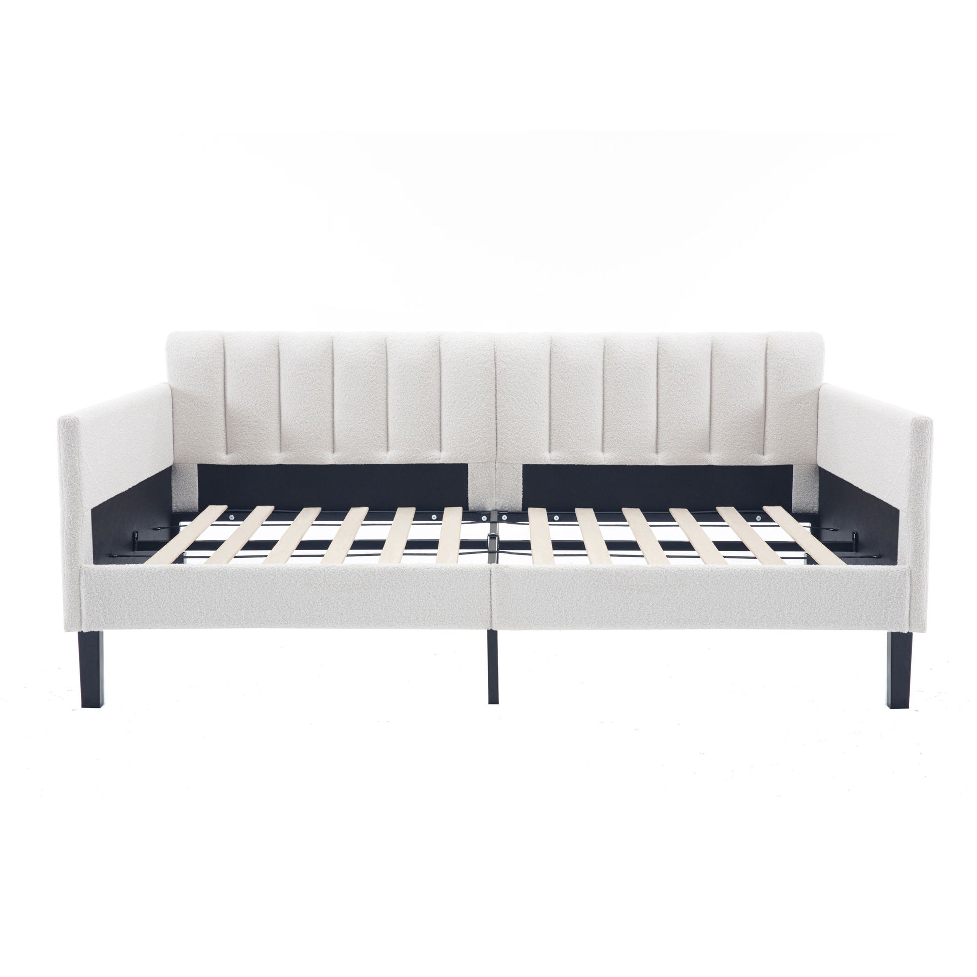 Elena - Boucle Upholstered Daybed, Ribbed Tufted Backrest - The Sleep Loft - Online Mattress Showroom NYC