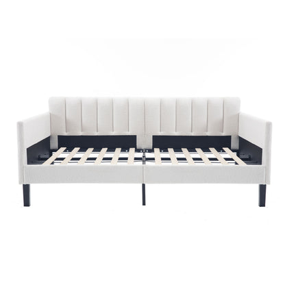 Elena - Boucle Upholstered Daybed, Ribbed Tufted Backrest - The Sleep Loft - Online Mattress Showroom NYC