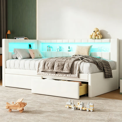 Upholstered Platform Bed With USB Ports And LED Belt - The Sleep Loft - Online Mattress Showroom NYC