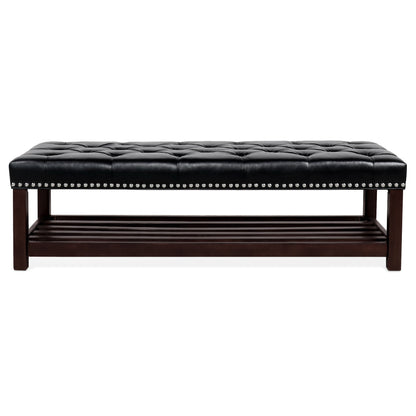 Bedroom End Of Bed Bench Tufted Upholstered End Of Bed Bench End Of Bed Entrance Shoe Bench With Nailhead Trim And Shelf Bedroom Upholstered Bench Living Room Shoe Rack Footstool - The Sleep Loft - Online Mattress Showroom NYC