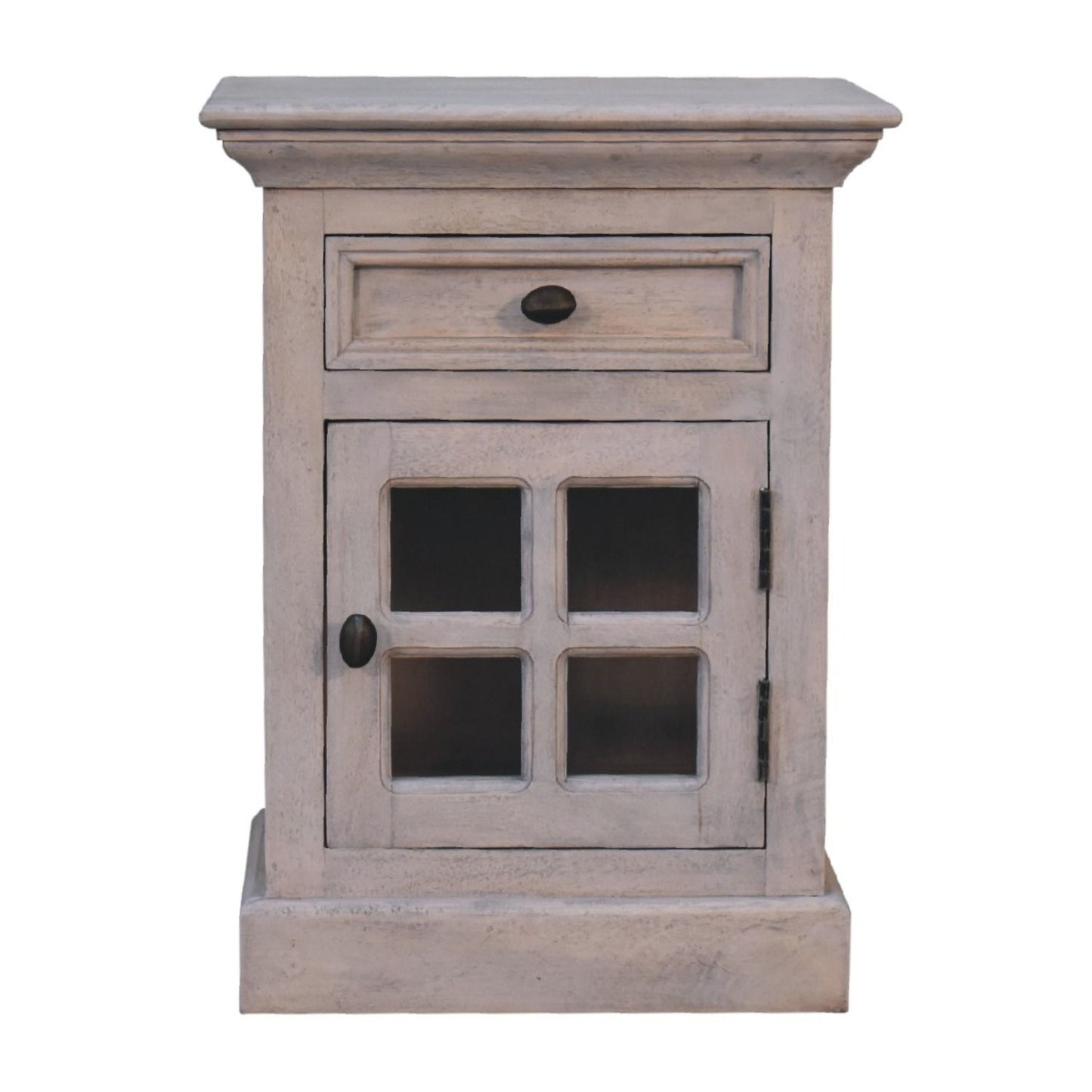 Glazed Bedside Table - Stone White - The Sleep Loft - Online Mattress Showroom NYC