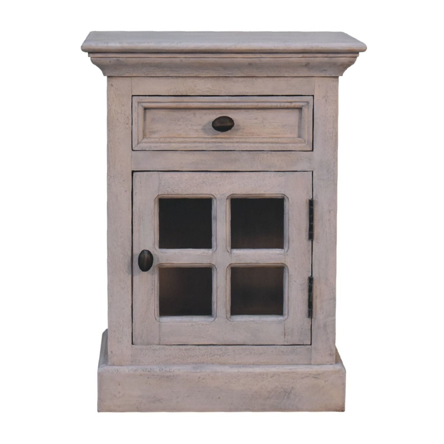 Glazed Bedside Table - Stone White - The Sleep Loft - Online Mattress Showroom NYC