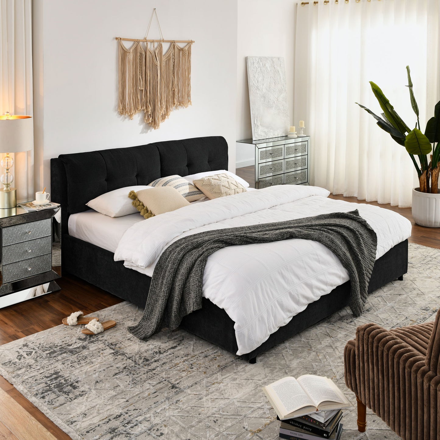 Storage Upholstered Hydraulic Platform Bed With Integrated Headboard - The Sleep Loft - Online Mattress Showroom NYC