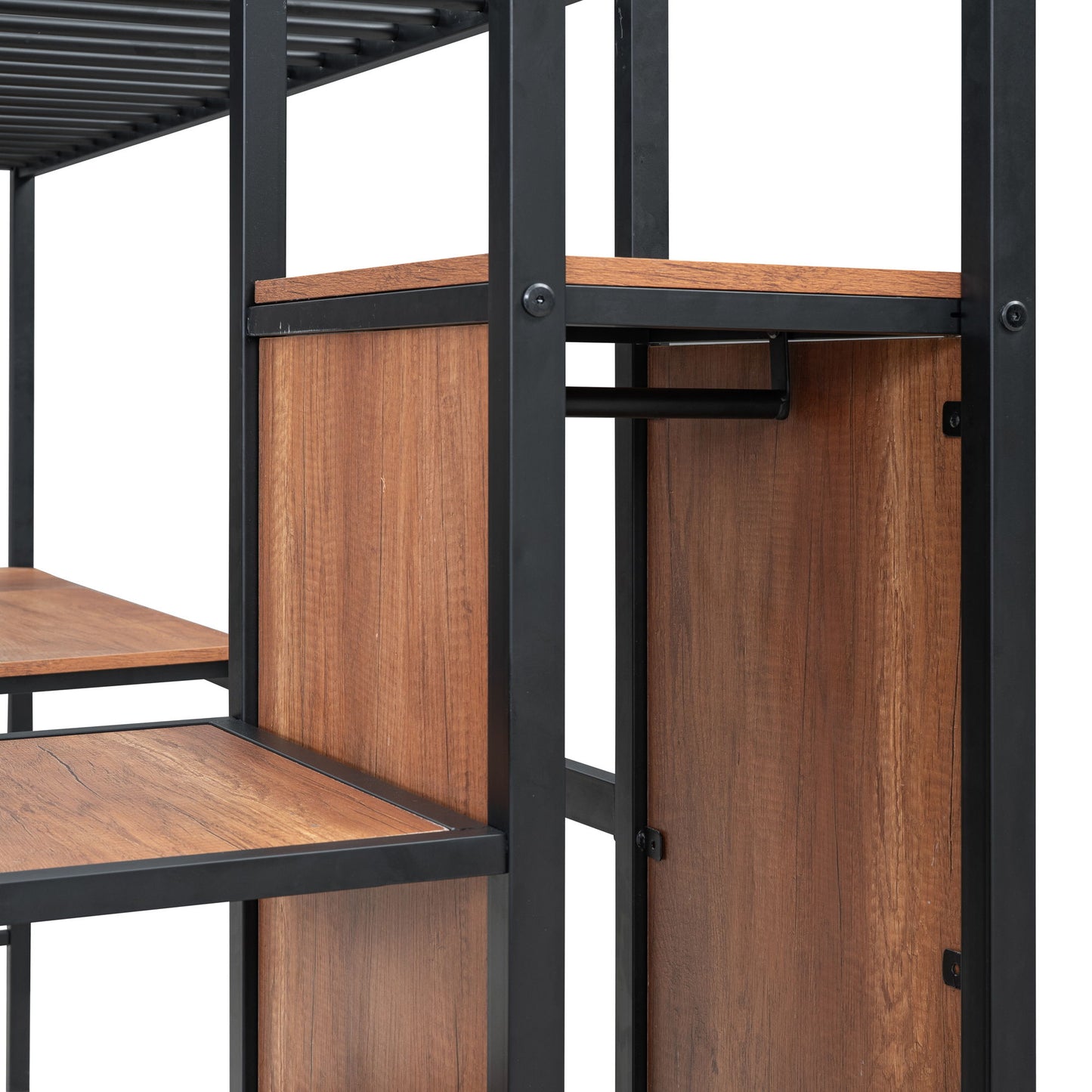 Loft Bed With Desk And Grid, Stylish Frame With Lateral Storage Ladder And Wardrobe - The Sleep Loft - Online Mattress Showroom NYC