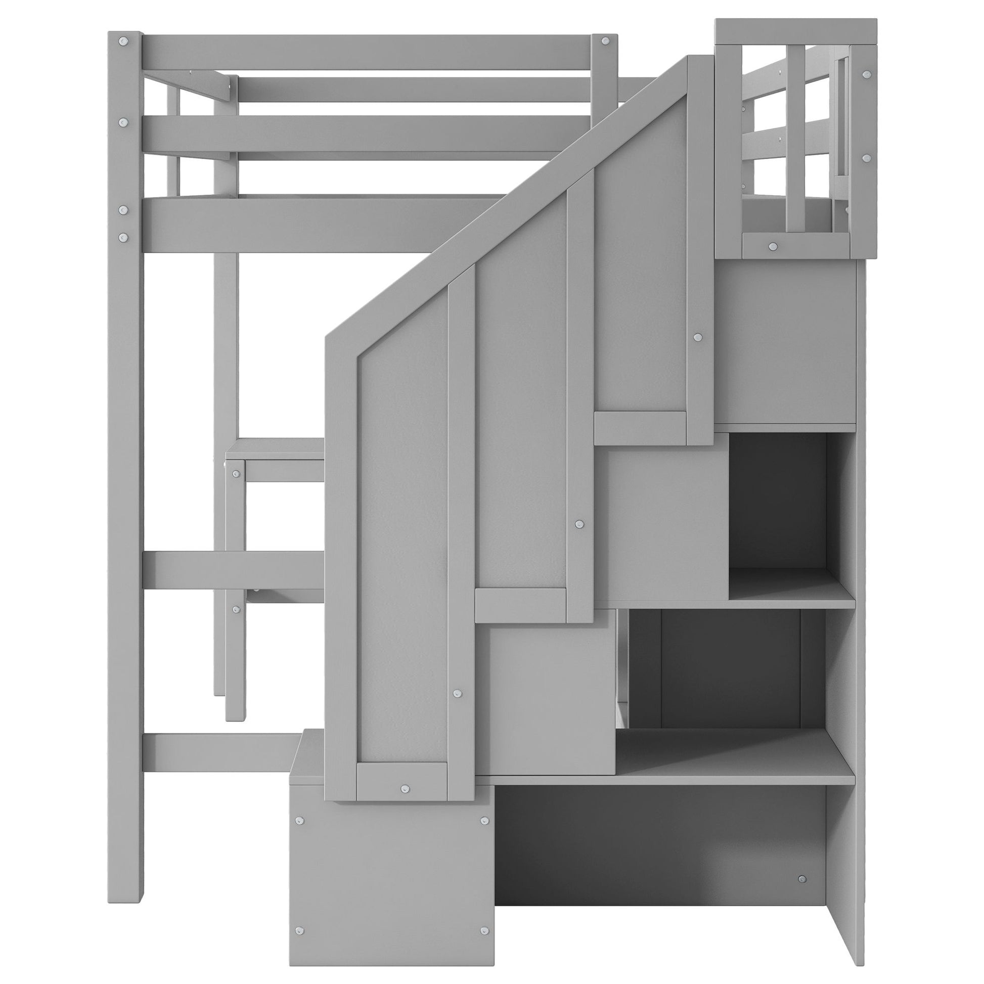 Loft Bed & L Shaped Desk, Drawers, Cabinet, And Storage Staircase - The Sleep Loft - Online Mattress Showroom NYC