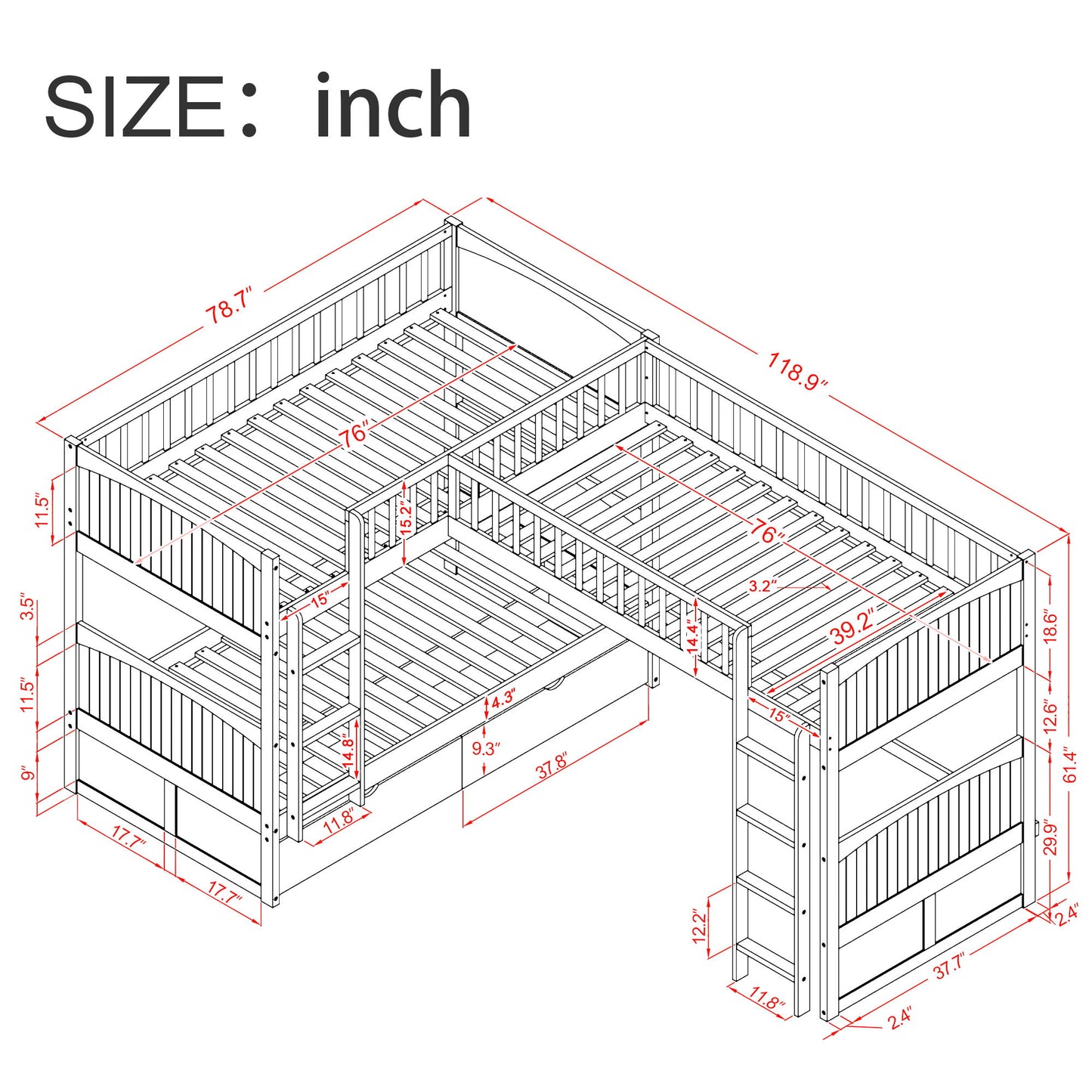 Bunk Bed With Loft And 2 Drawers - The Sleep Loft - Online Mattress Showroom NYC