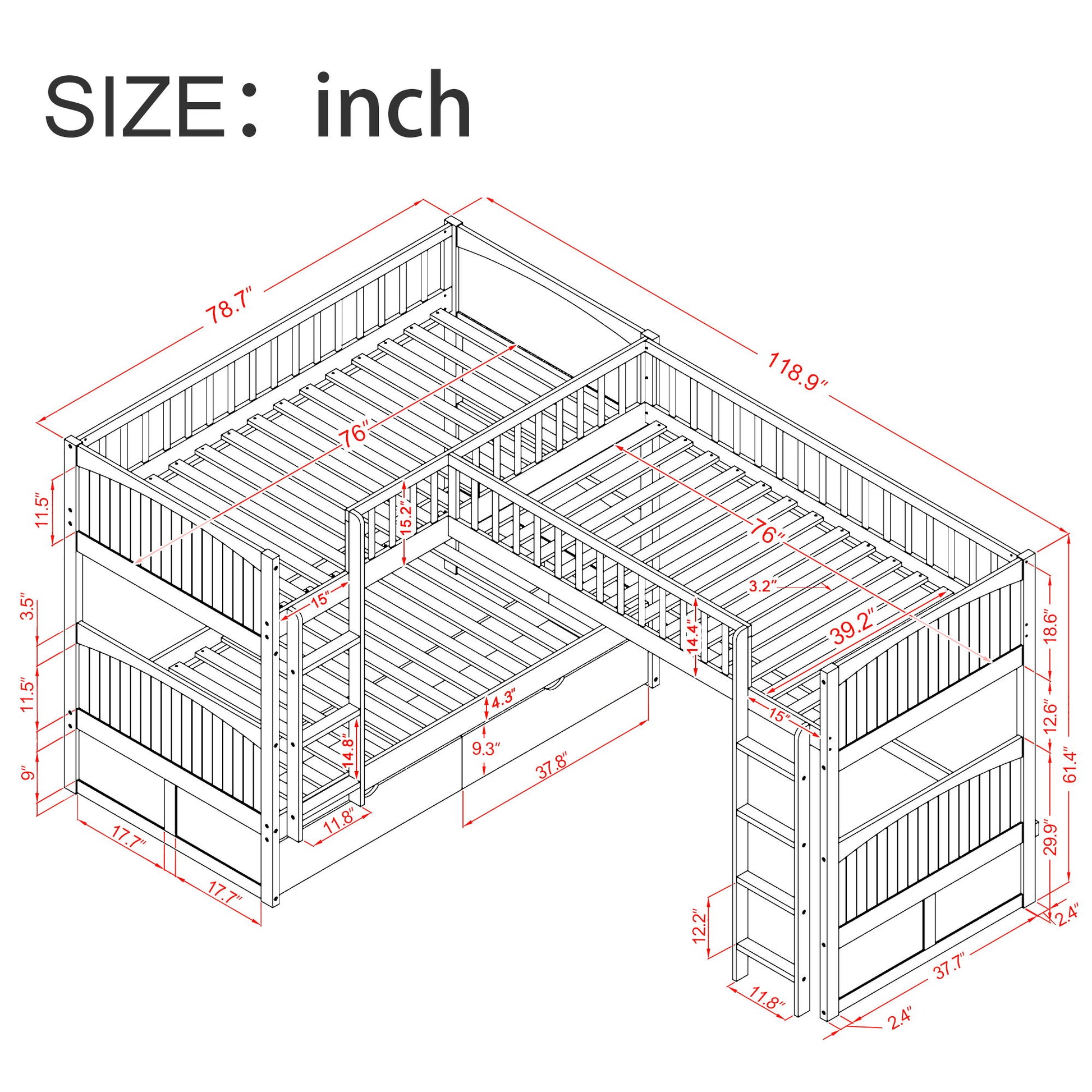 Bunk Bed With Loft And 2 Drawers - The Sleep Loft - Online Mattress Showroom NYC