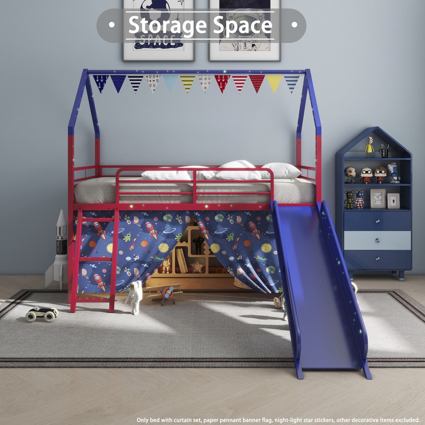 Jack - House Loft Bed With Slide And Curtain Set - The Sleep Loft - Online Mattress Showroom NYC