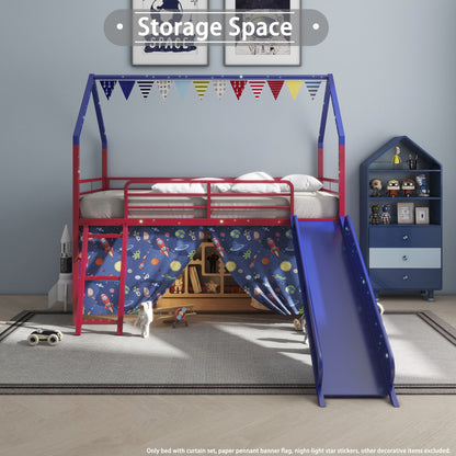 Jack - House Loft Bed With Slide And Curtain Set - The Sleep Loft - Online Mattress Showroom NYC