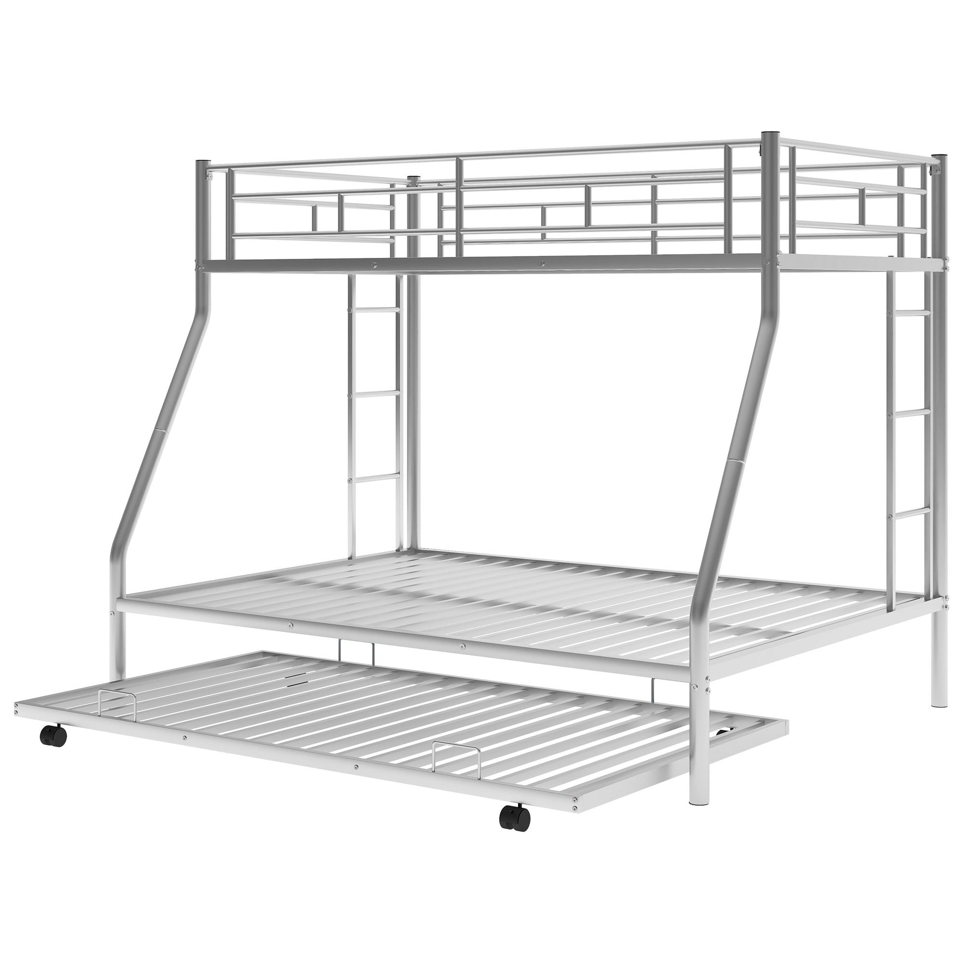 Bunk Bed With Steel Frame And Trundle, 2 Side Ladders - The Sleep Loft - Online Mattress Showroom NYC