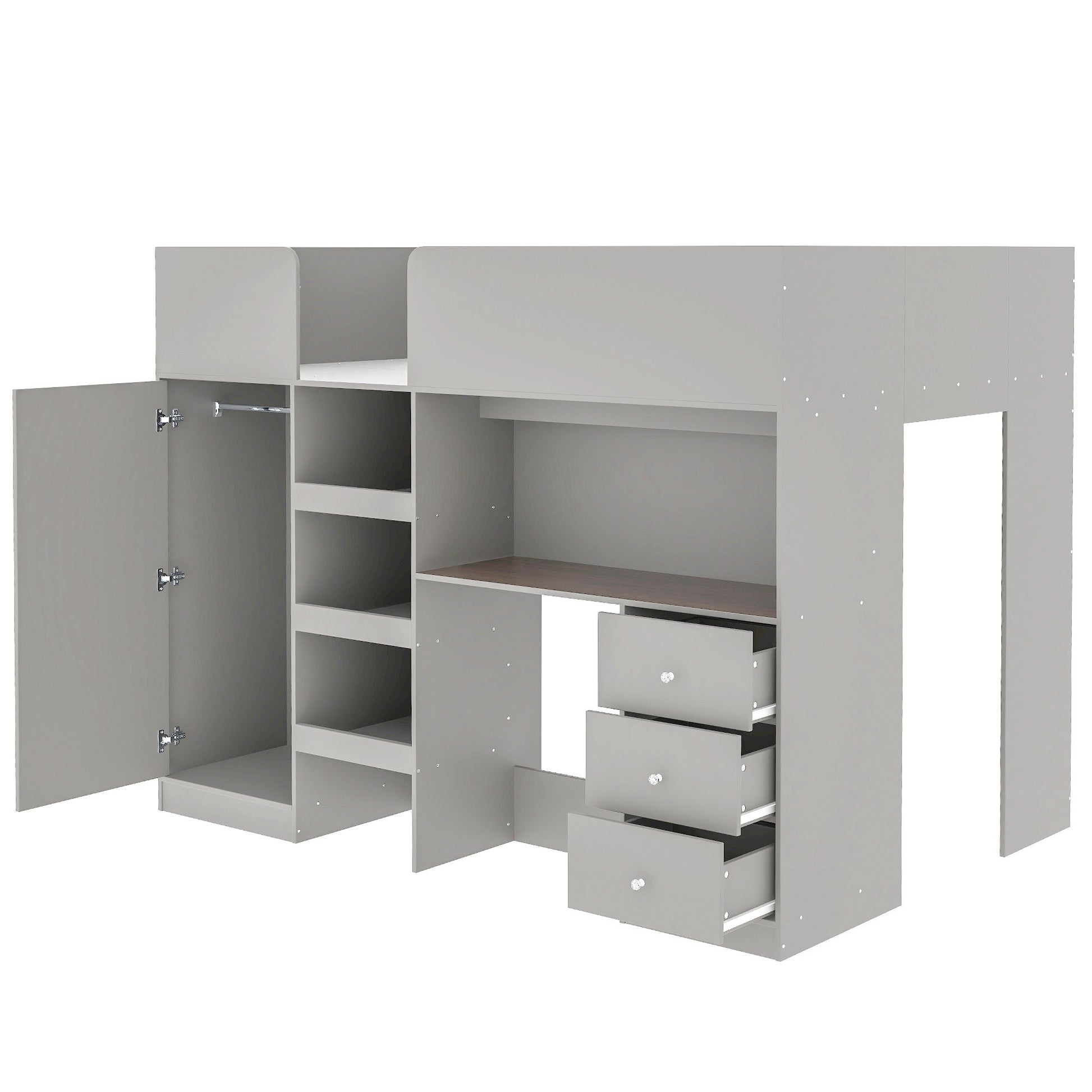Loft Bed With Built In Wardrobe, Desk, Shelves, And Drawers - The Sleep Loft - Online Mattress Showroom NYC