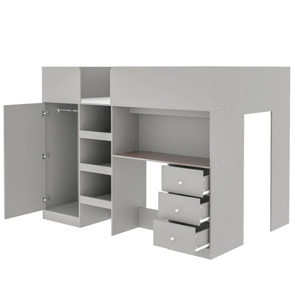 Loft Bed With Built In Wardrobe, Desk, Shelves, And Drawers - The Sleep Loft - Online Mattress Showroom NYC