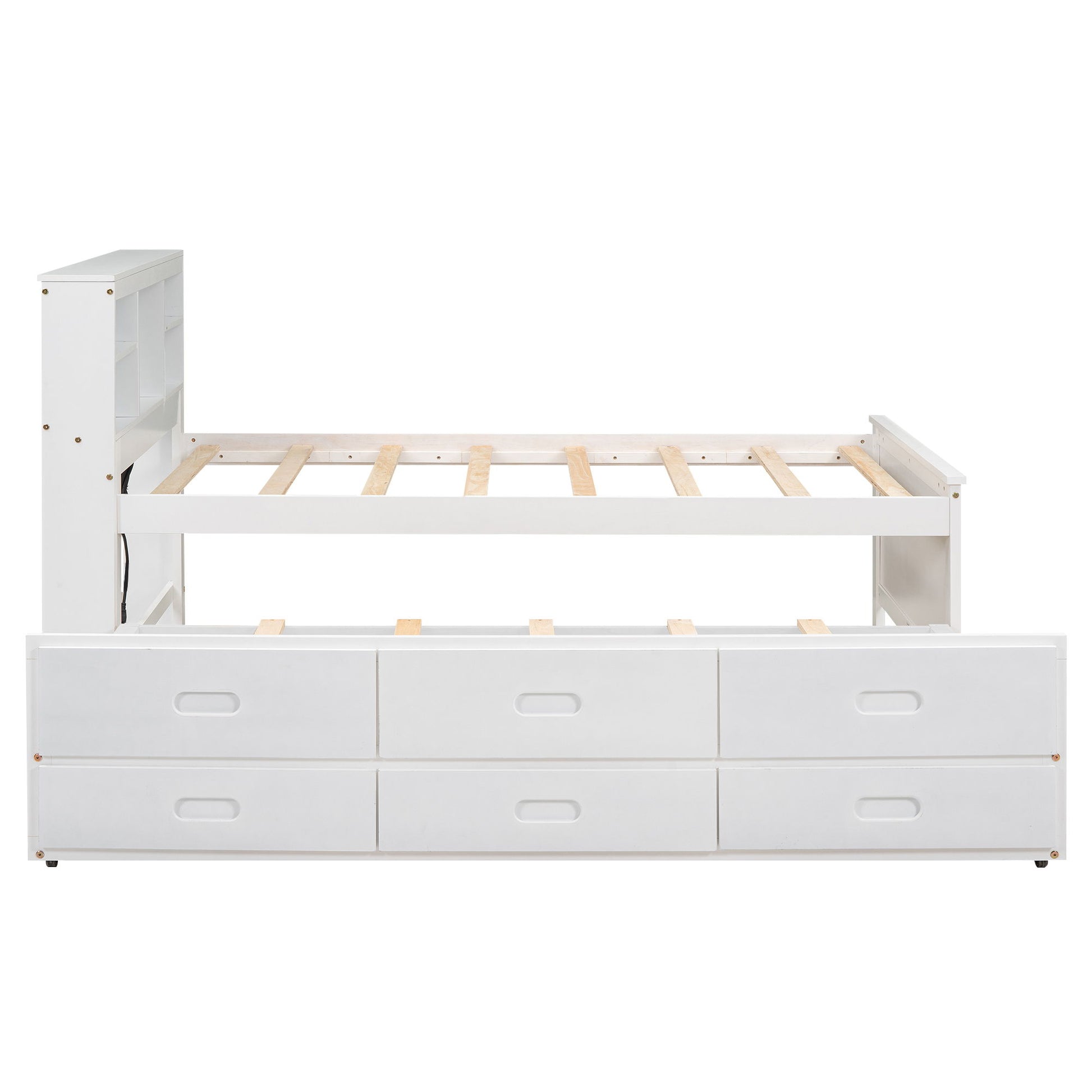 Platform Bed With Storage Headboard, USB, Trundle And 3 Drawers - The Sleep Loft - Online Mattress Showroom NYC