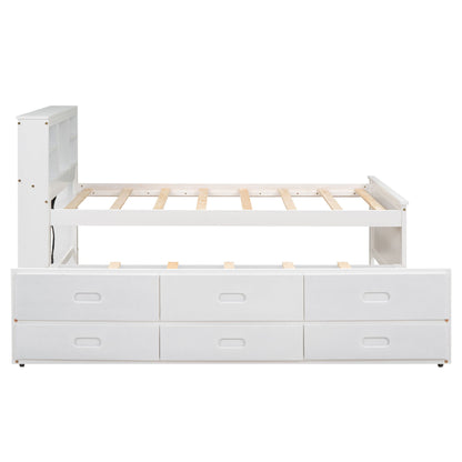 Platform Bed With Storage Headboard, USB, Trundle And 3 Drawers - The Sleep Loft - Online Mattress Showroom NYC