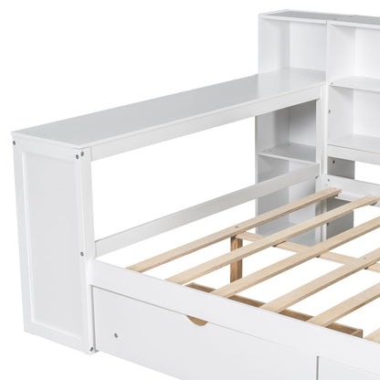 Platform Bed With Storage Shelves, Drawers, Charging Station, LED, Desk - The Sleep Loft - Online Mattress Showroom NYC