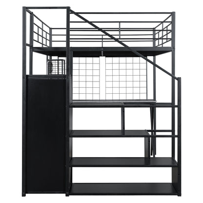Loft Bed With Built In Work Station, Wardrobe, Storage Staircase And LED - The Sleep Loft - Online Mattress Showroom NYC