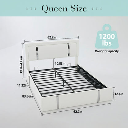 Upholstered Platform Bed Frame With Adjustable LED Headboard, USB C-Charging, Hydraulic Lift - The Sleep Loft - Online Mattress Showroom NYC