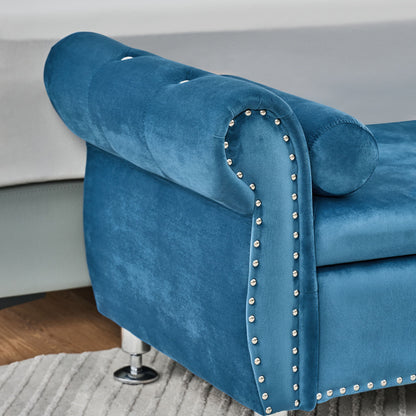 Storage Bench With Crystal Buttons And 1 Pillow For Bedroom - The Sleep Loft - Online Mattress Showroom NYC