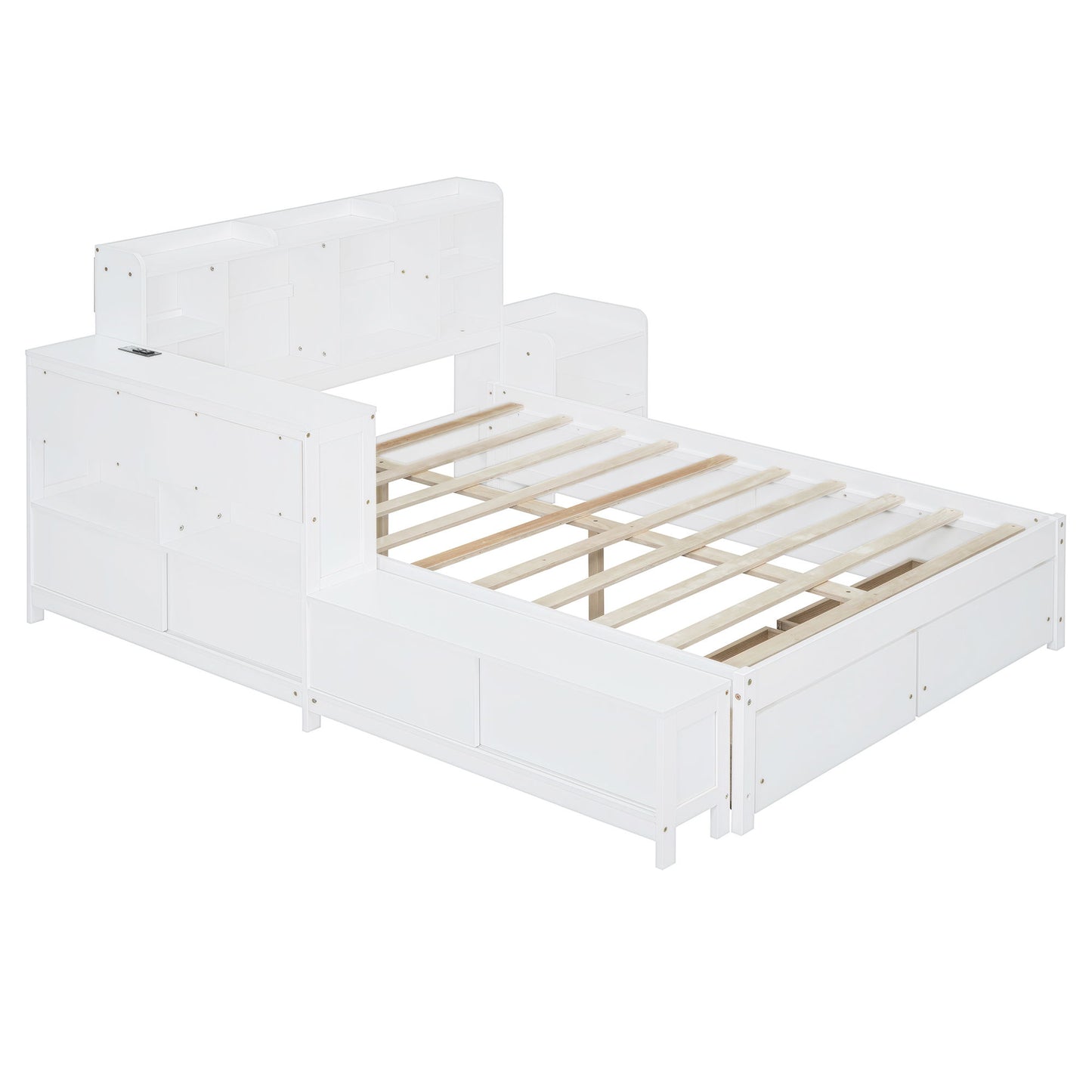 Platform Bed With Multi Functional Storage Space, Nightstand, 2 Drawers, USB Ports And Desk - The Sleep Loft - Online Mattress Showroom NYC