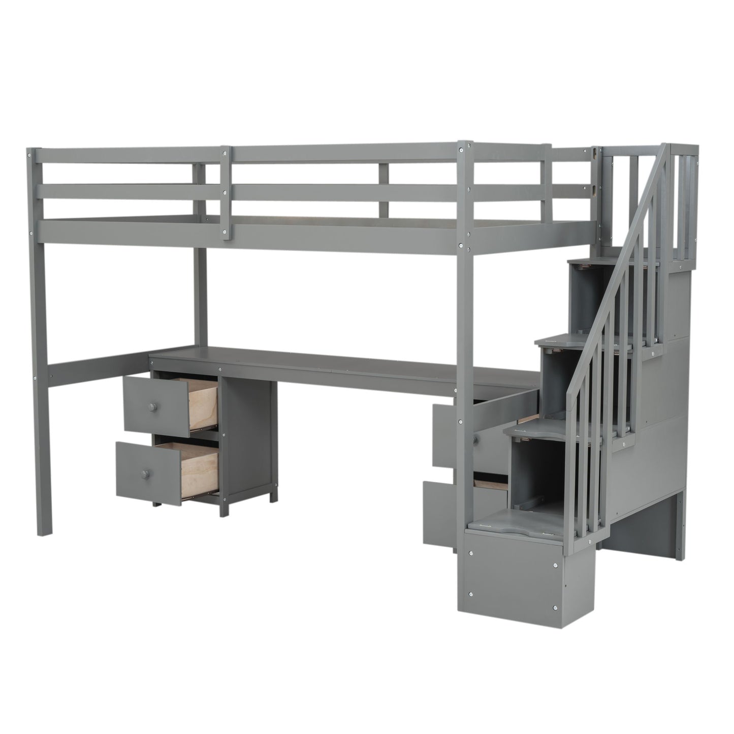 Loft Bed Frame With Built In Desk And Double Storage Drawers - The Sleep Loft - Online Mattress Showroom NYC