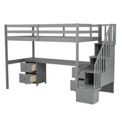 Loft Bed Frame With Built In Desk And Double Storage Drawers - The Sleep Loft - Online Mattress Showroom NYC