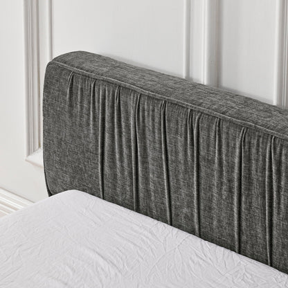 Modern Upholstered Platform Bed Frame With Pleated Design - The Sleep Loft - Online Mattress Showroom NYC