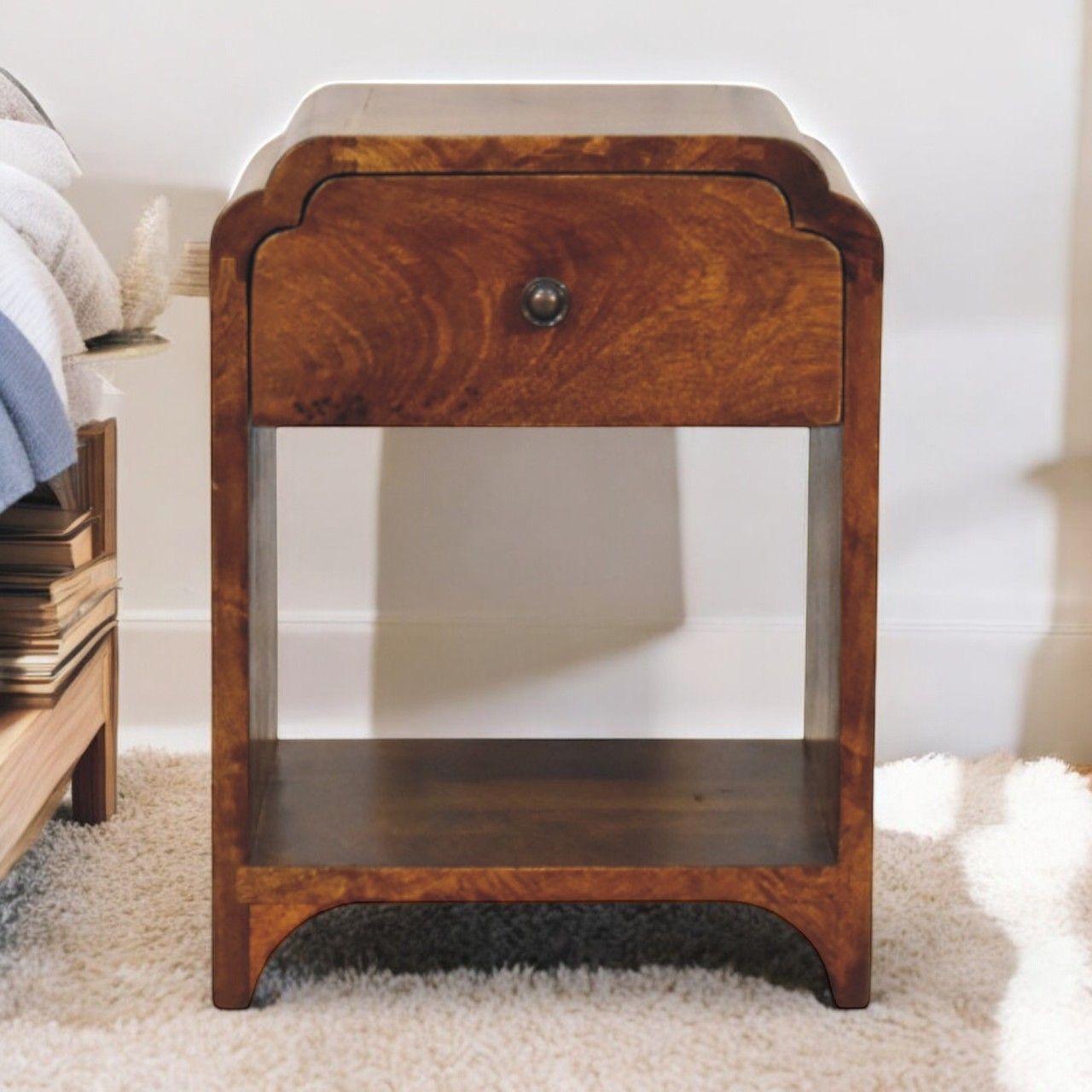 Newton - Nightstand With A Drawer And Open Shelf - The Sleep Loft - Online Mattress Showroom NYC