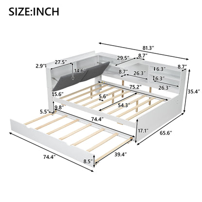 Platform Bed With Trundle, Shelves, And Storage Headboard - The Sleep Loft - Online Mattress Showroom NYC