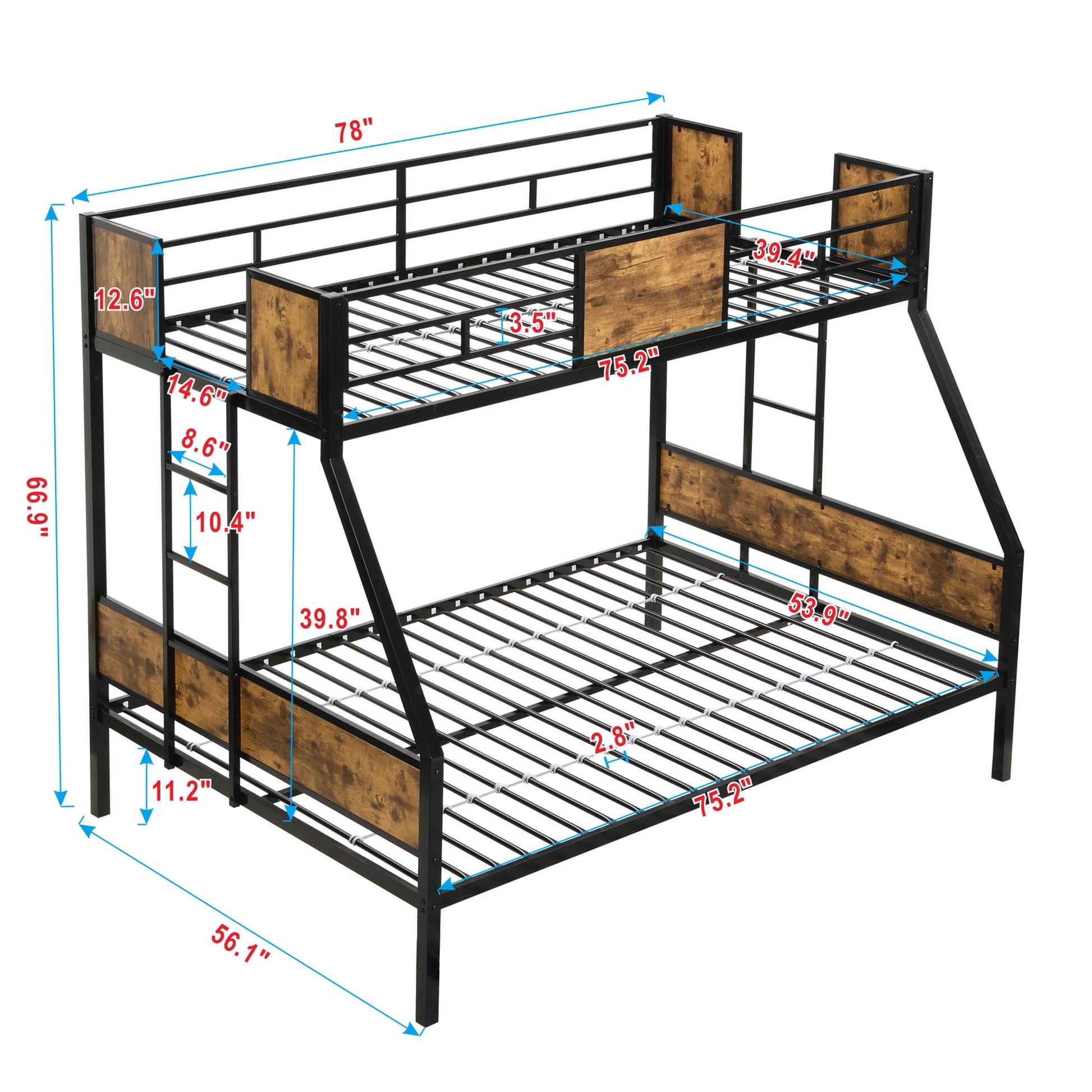 Modern Metal Bunk Bed With Dual Side Ladder And Metal Desig - The Sleep Loft - Online Mattress Showroom NYC