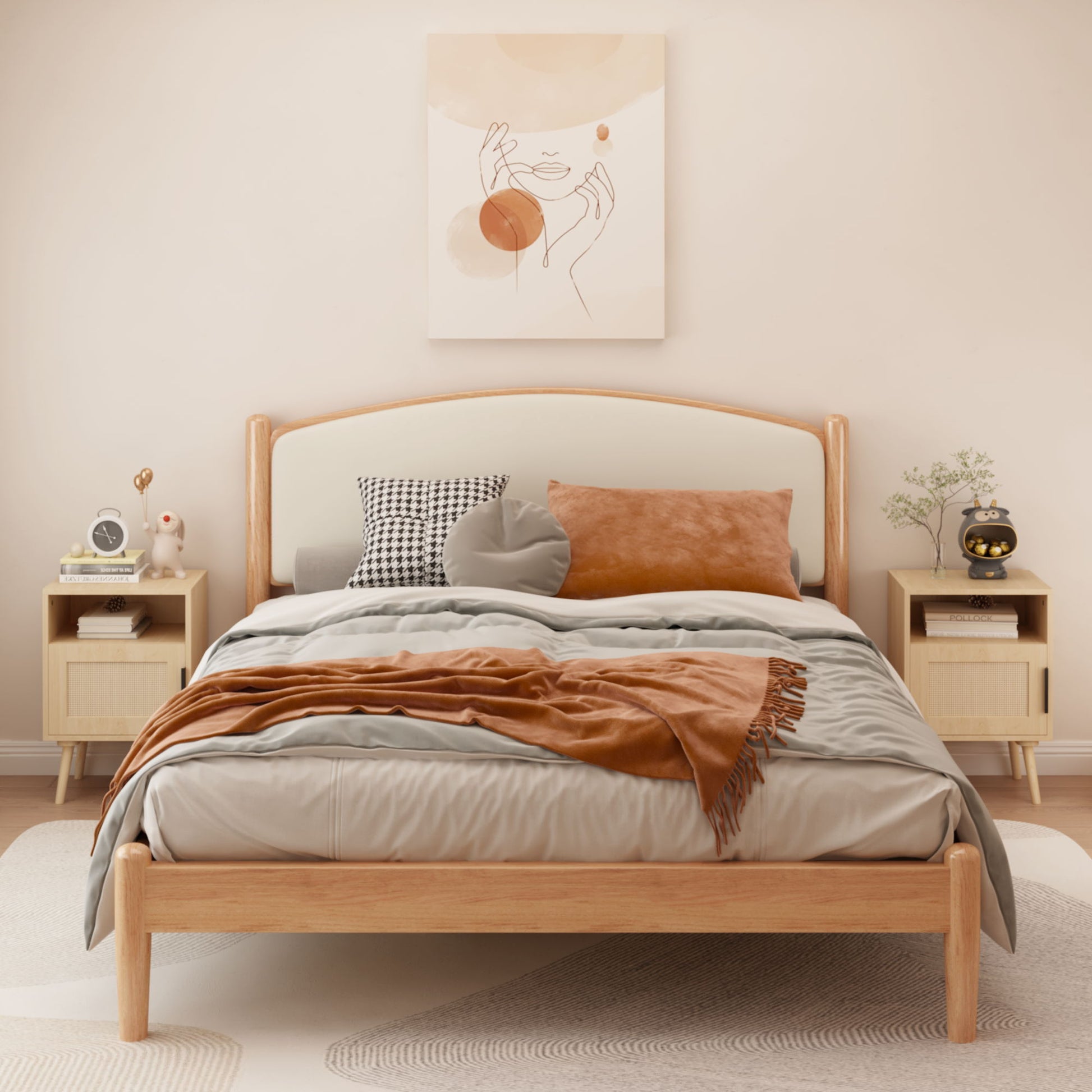 Nightstand, Side Table With Door And Open Shelf For Bedroom - Oak - The Sleep Loft - Online Mattress Showroom NYC
