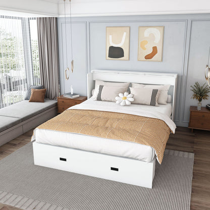 Full Murphy Bed With Storage Drawers, Charging Station, Foldable Panels, And Silent Swivel Wheels