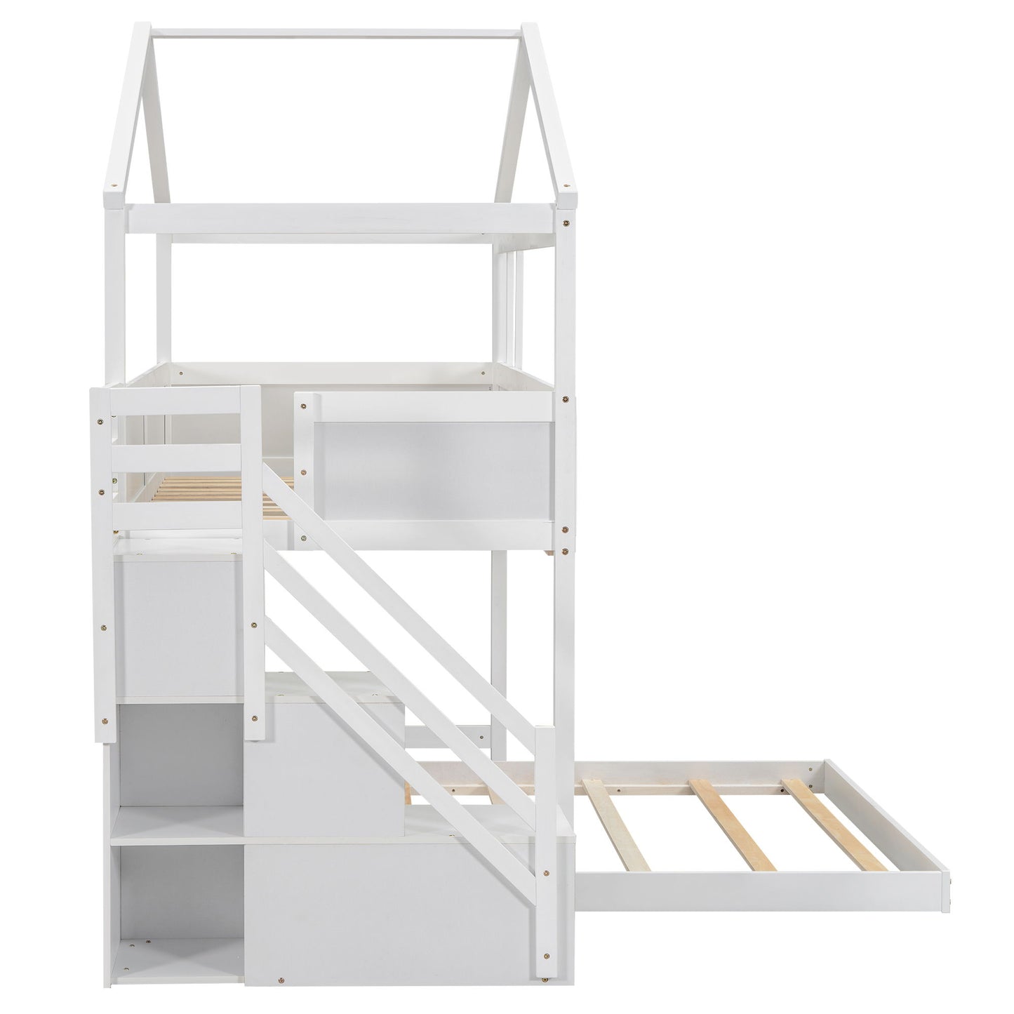 House Style Bunk Bed With Storage Staircase And board - The Sleep Loft - Online Mattress Showroom NYC