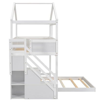 House Style Bunk Bed With Storage Staircase And board - The Sleep Loft - Online Mattress Showroom NYC