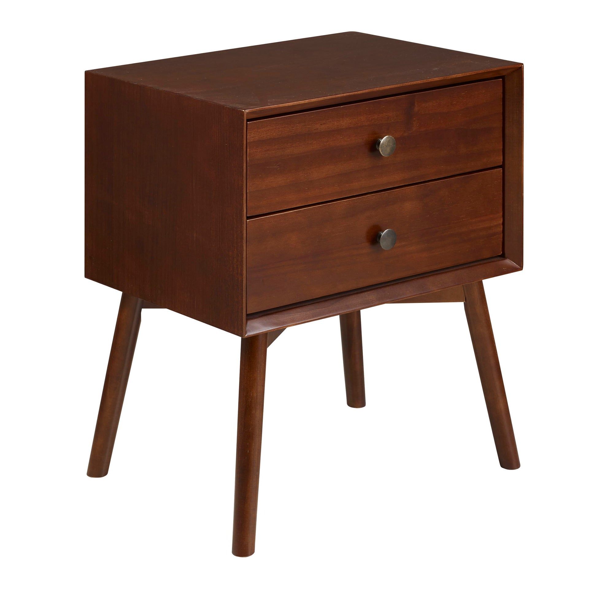 Double Drawer Nightstand - Walnut - The Sleep Loft - Online Mattress Showroom NYC