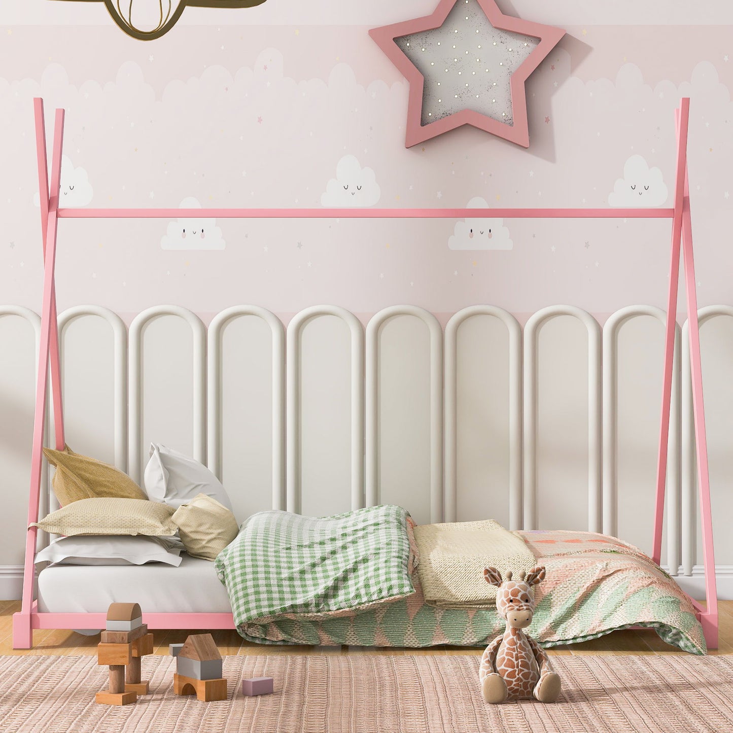 Metal House Platform Bed With Triangle Structure, Low Profile Design - The Sleep Loft - Online Mattress Showroom NYC