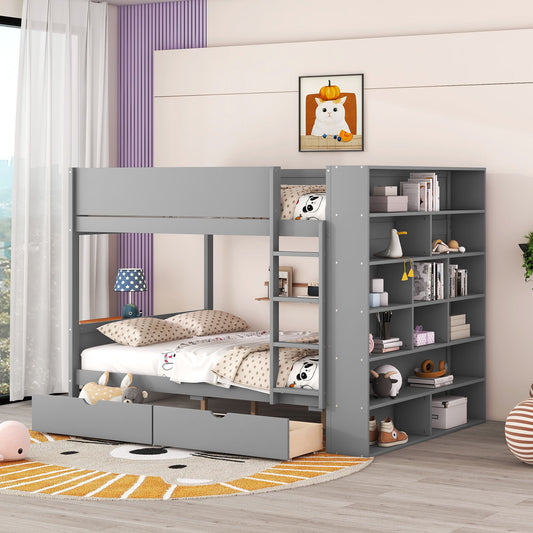 Bunk Bed With 2 Drawers And Multi Layer Cabinet - The Sleep Loft - Online Mattress Showroom NYC