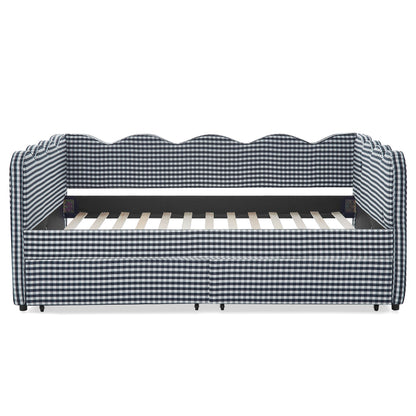 Gingham Daybed With USB Charging Port, Wave-Shaped Design - The Sleep Loft - Online Mattress Showroom NYC