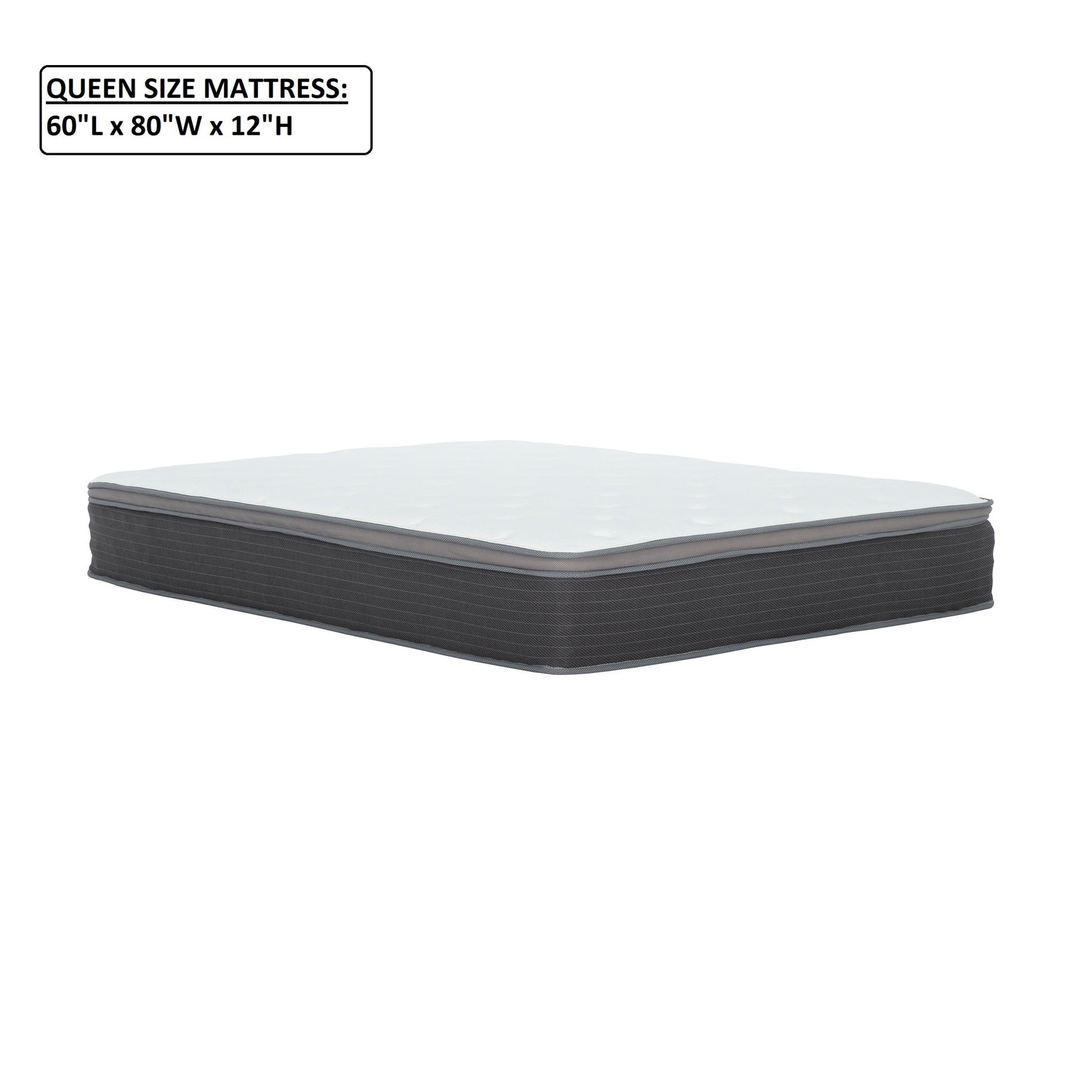 12'' Queen Size Hybrid Mattress In A Box, Plush Gel Memory Foam Mattress Top With Pocket Coil Base - Gray / White - The Sleep Loft - Online Mattress Showroom NYC