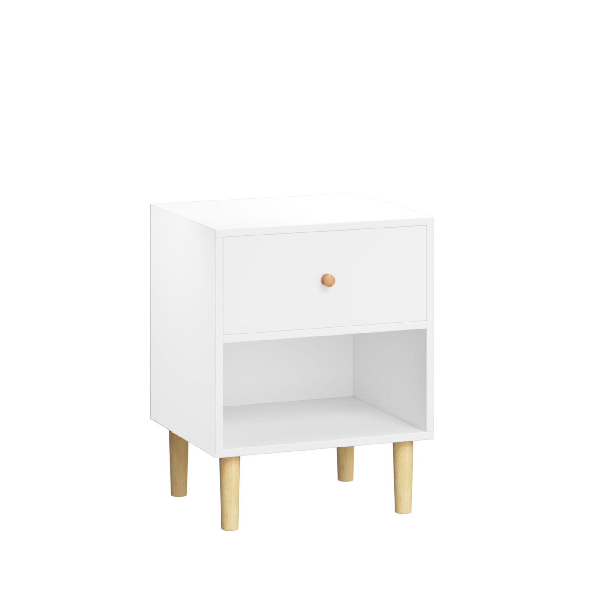 Nightstand With 1 Drawer And 1 Shelf - White - The Sleep Loft - Online Mattress Showroom NYC
