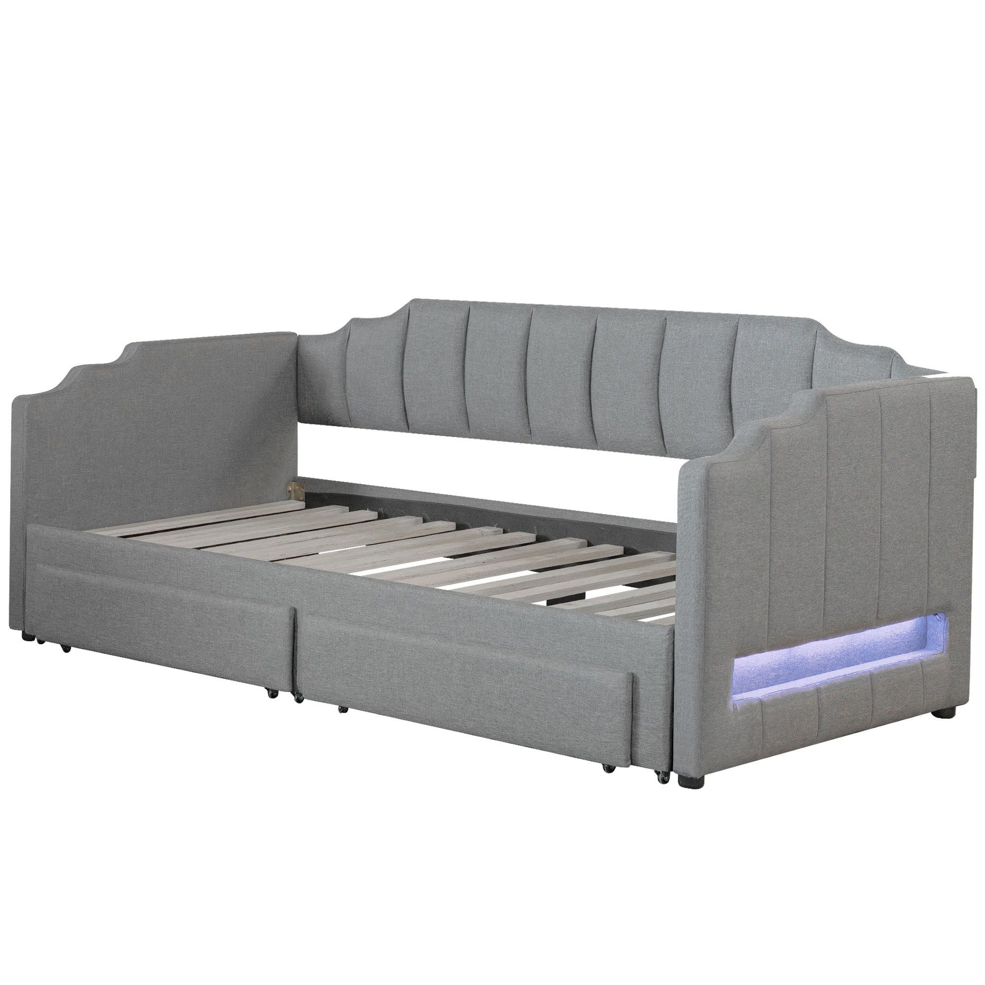 Extendable Daybed With LED Light And 2 Storage Drawers - The Sleep Loft - Online Mattress Showroom NYC