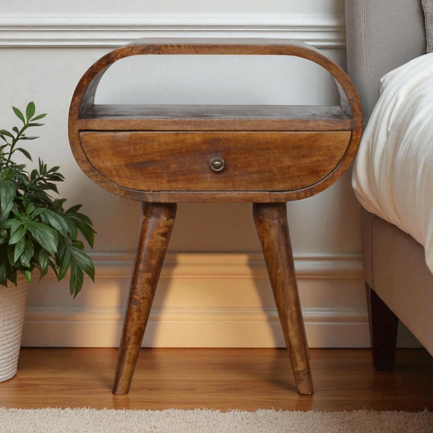 Circular Open Bedside Nightstand - The Sleep Loft - Online Mattress Showroom NYC