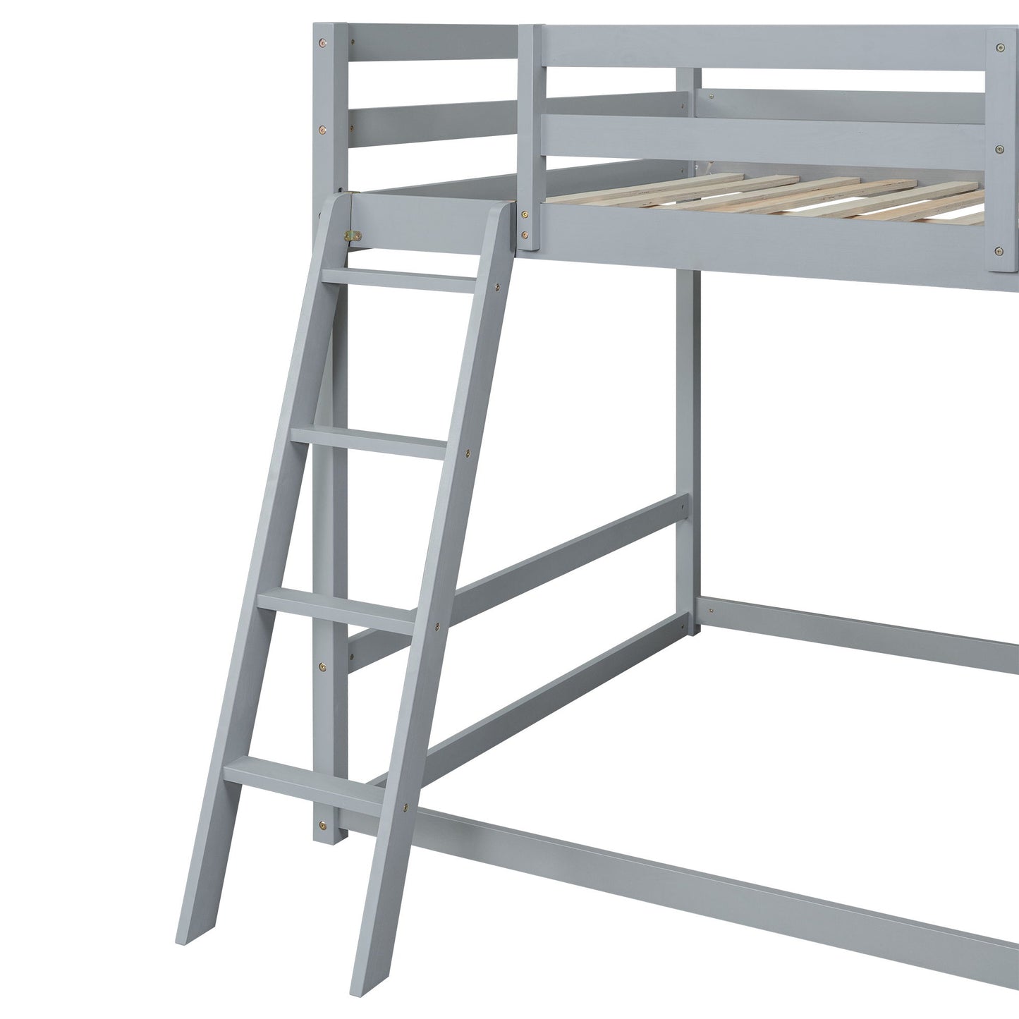 Bunk Bed With Ladder, Slide, And Shelves Pine Wood - The Sleep Loft - Online Mattress Showroom NYC