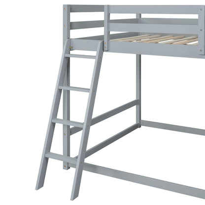 Bunk Bed With Ladder, Slide, And Shelves Pine Wood - The Sleep Loft - Online Mattress Showroom NYC