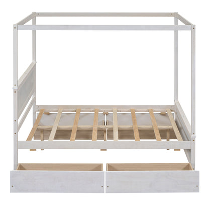 Canopy Platform Bed With Drawers, Support Slats, No Box Spring Needed - The Sleep Loft - Online Mattress Showroom NYC