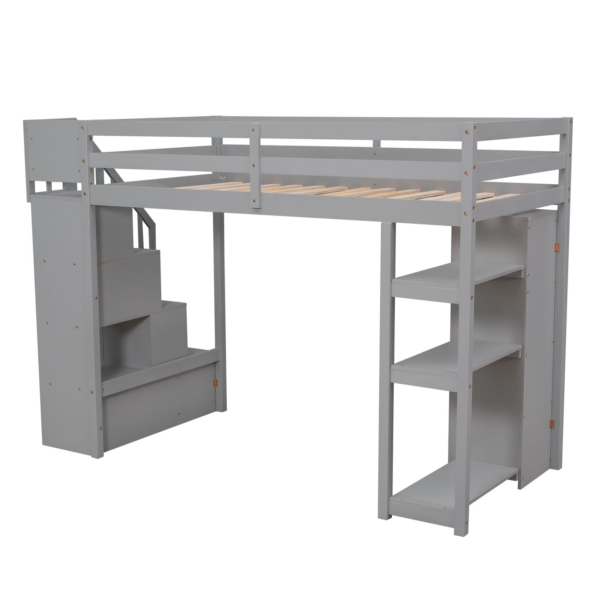 Loft Bed With Storage Drawers And Stairs With Shelves - The Sleep Loft - Online Mattress Showroom NYC