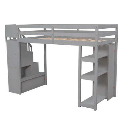 Loft Bed With Storage Drawers And Stairs With Shelves - The Sleep Loft - Online Mattress Showroom NYC