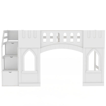 Loft Bed With Storage Staircase And Windows - The Sleep Loft - Online Mattress Showroom NYC
